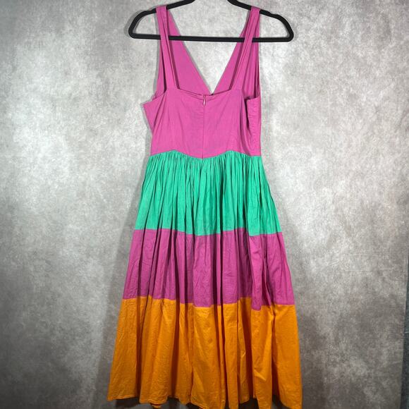 Mira Maxi Dress Womens Small Multicolor Colorblock Faux Wrap Sleeveless V-Neck - Picture 3 of 6